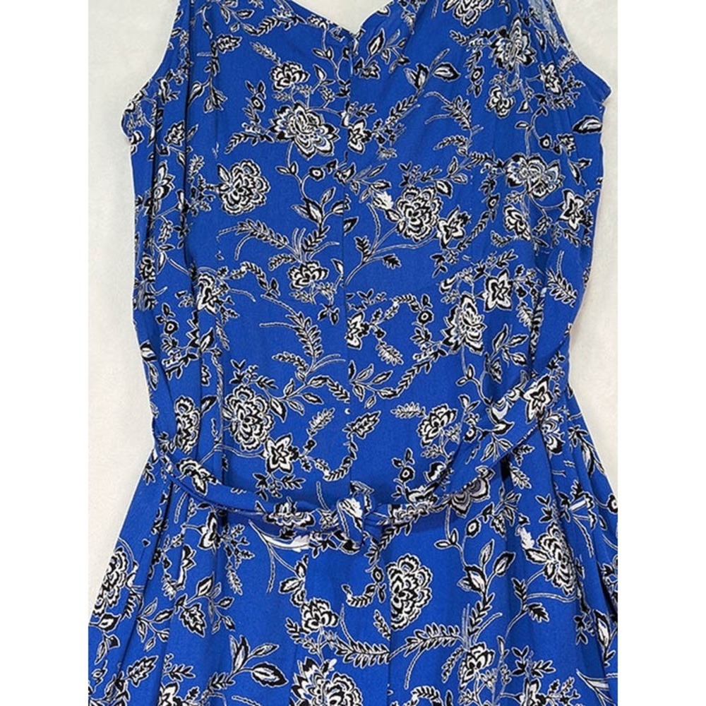 MSK Petite Sundress Womens PL Blue Floral Cotttagecore Vintage 90s Y2K Whimsical - Picture 4 of 11